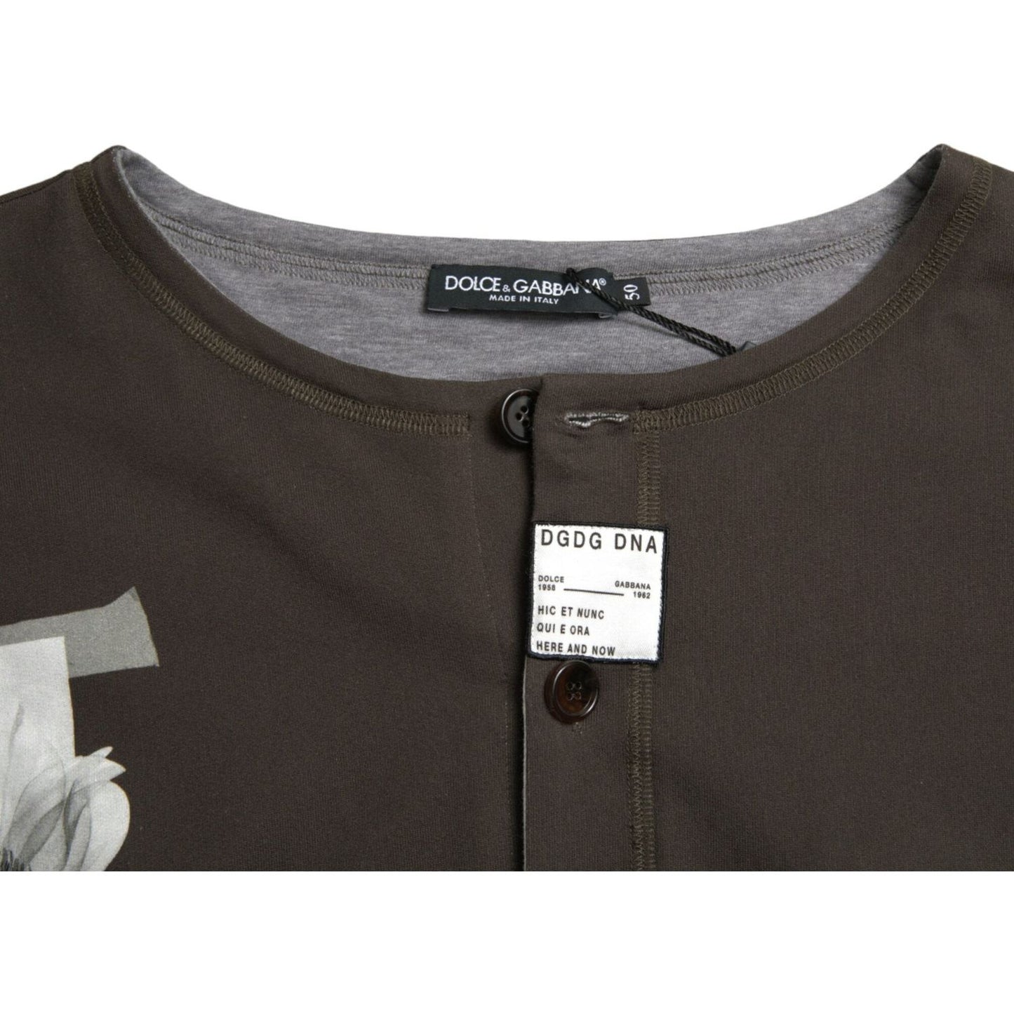 Dolce & Gabbana Elegant Cotton Crew Neck Pullover dark-gray-cotton-button-down-pullover-sweater