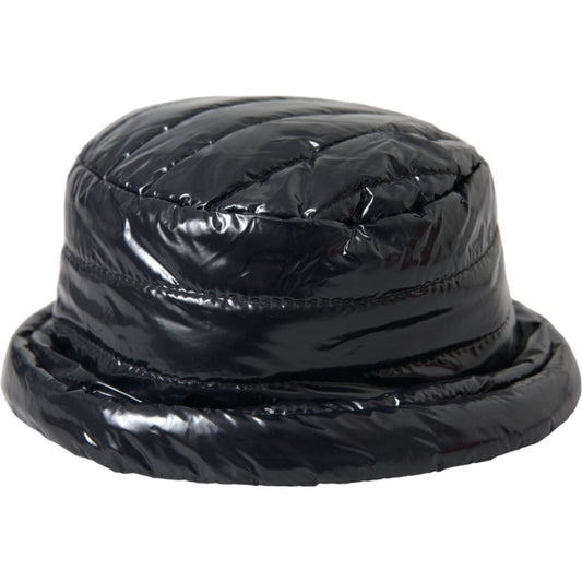 Black Quilted Faux Leather Bucket Hat Men