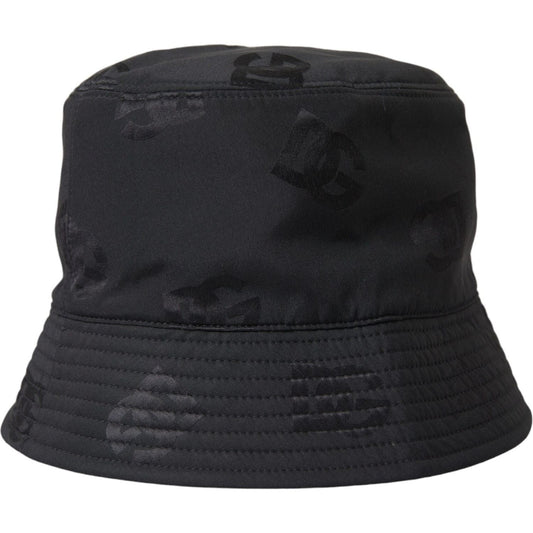 Black Cotton Blend Logo Bucket Hat Men