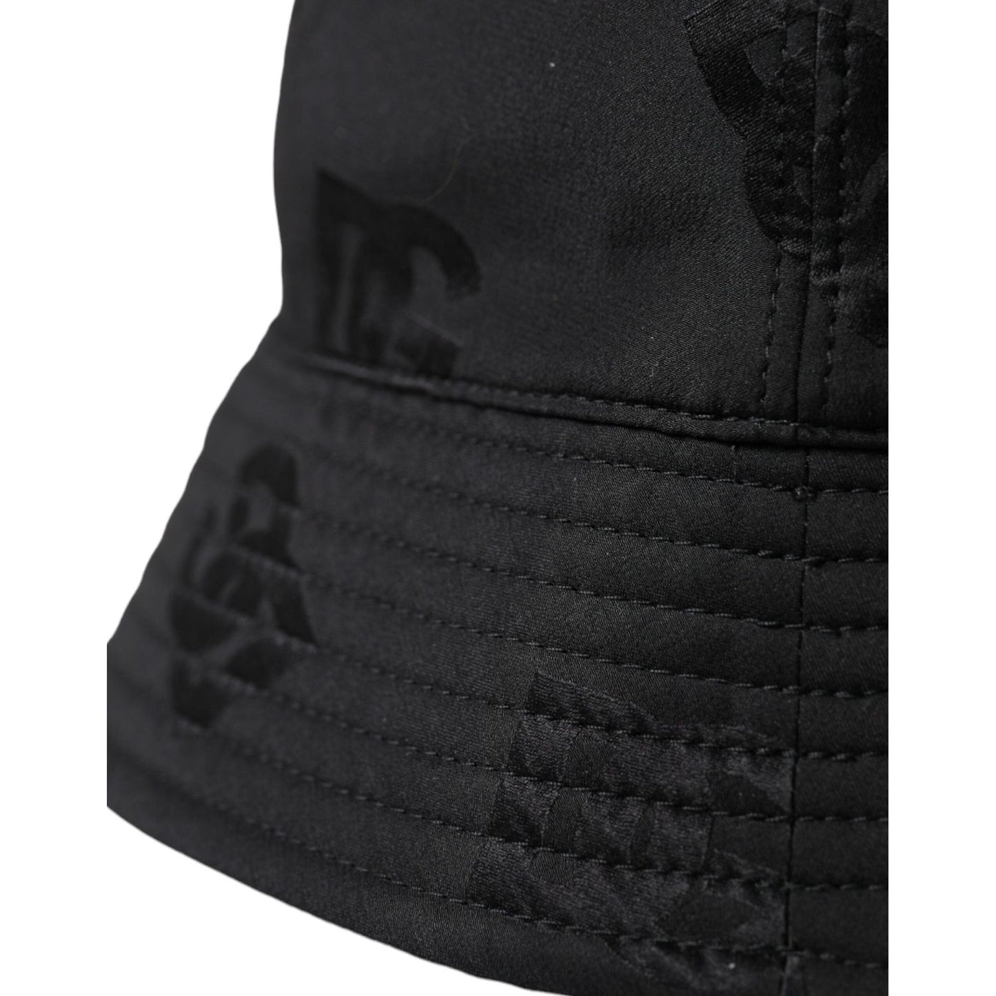 Black Cotton Blend Logo Bucket Hat Men