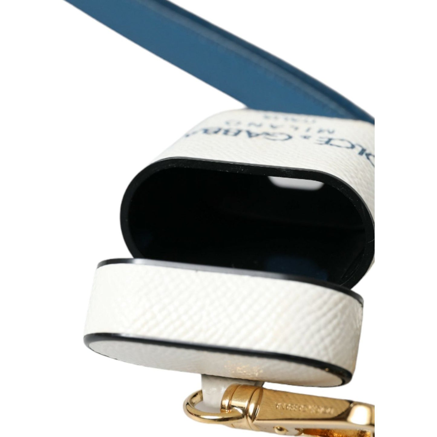 Dolce & Gabbana | Chic Leather Airpods Case in Blue & White| McRichard Designer Brands   