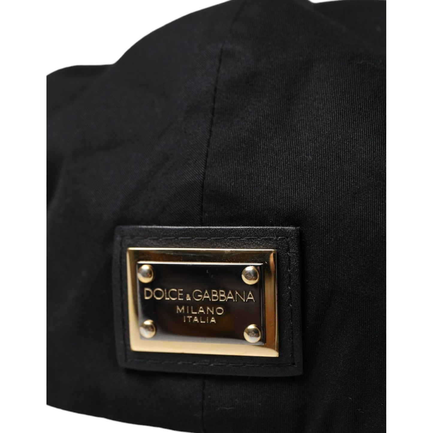 Black Cotton Blend Logo Newsboy Hat Men