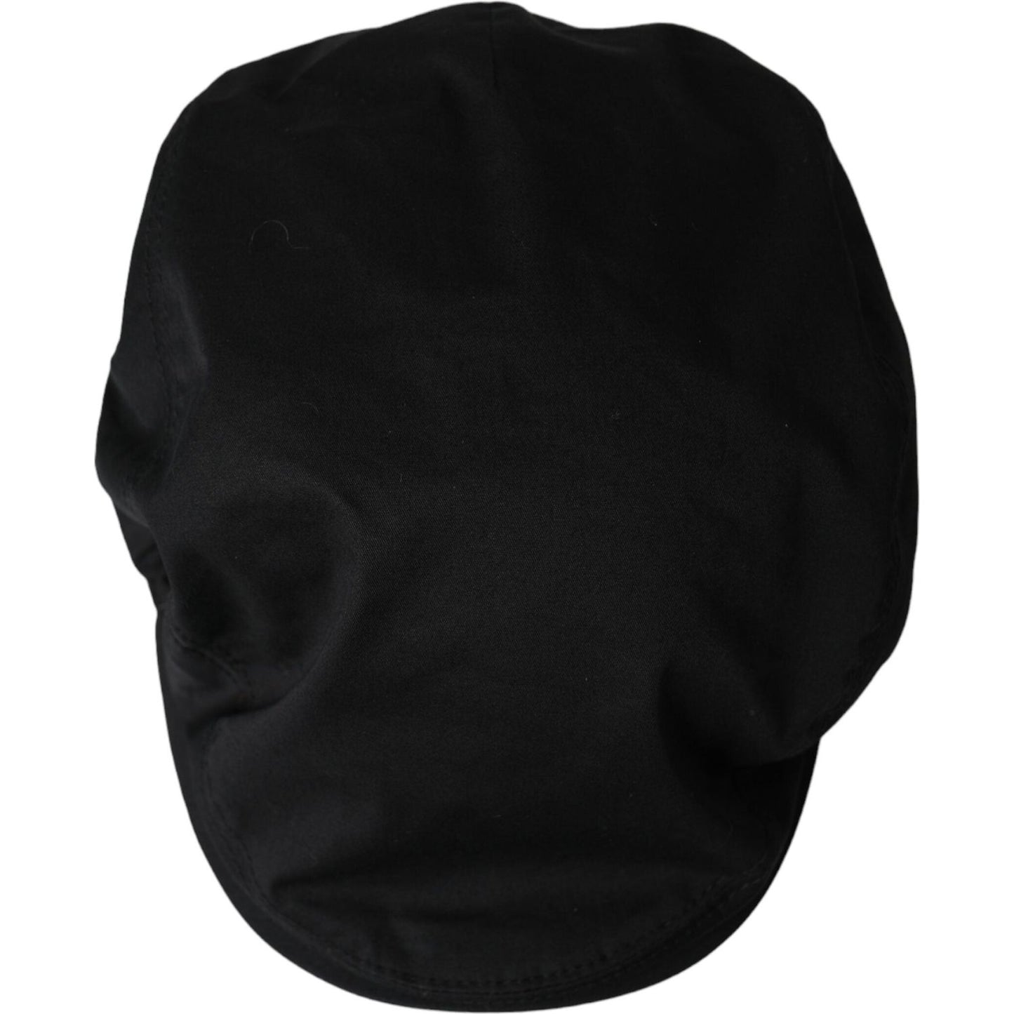 Black Cotton Blend Logo Newsboy Hat Men