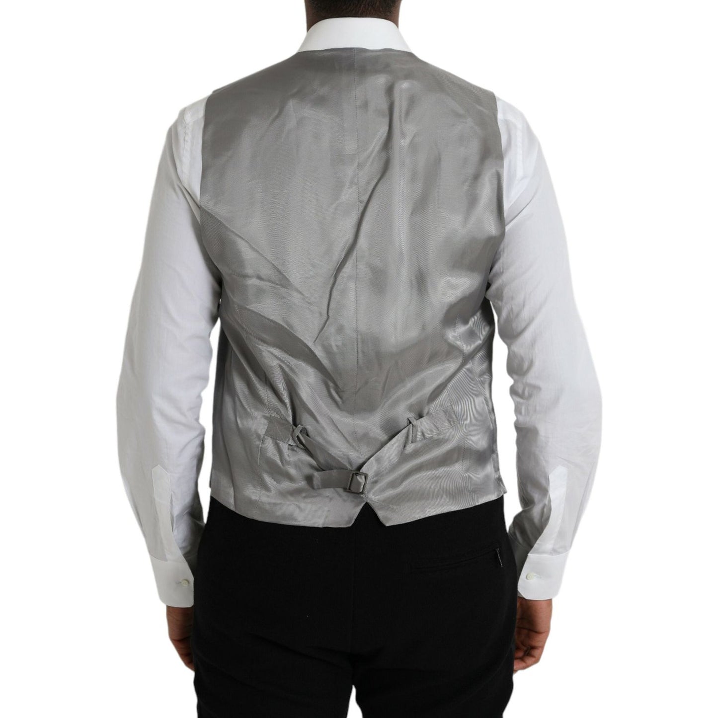 Dolce & Gabbana Light Gray Wool Formal Dress Waistcoat Vest light-gray-wool-formal-dress-waistcoat-vest-2