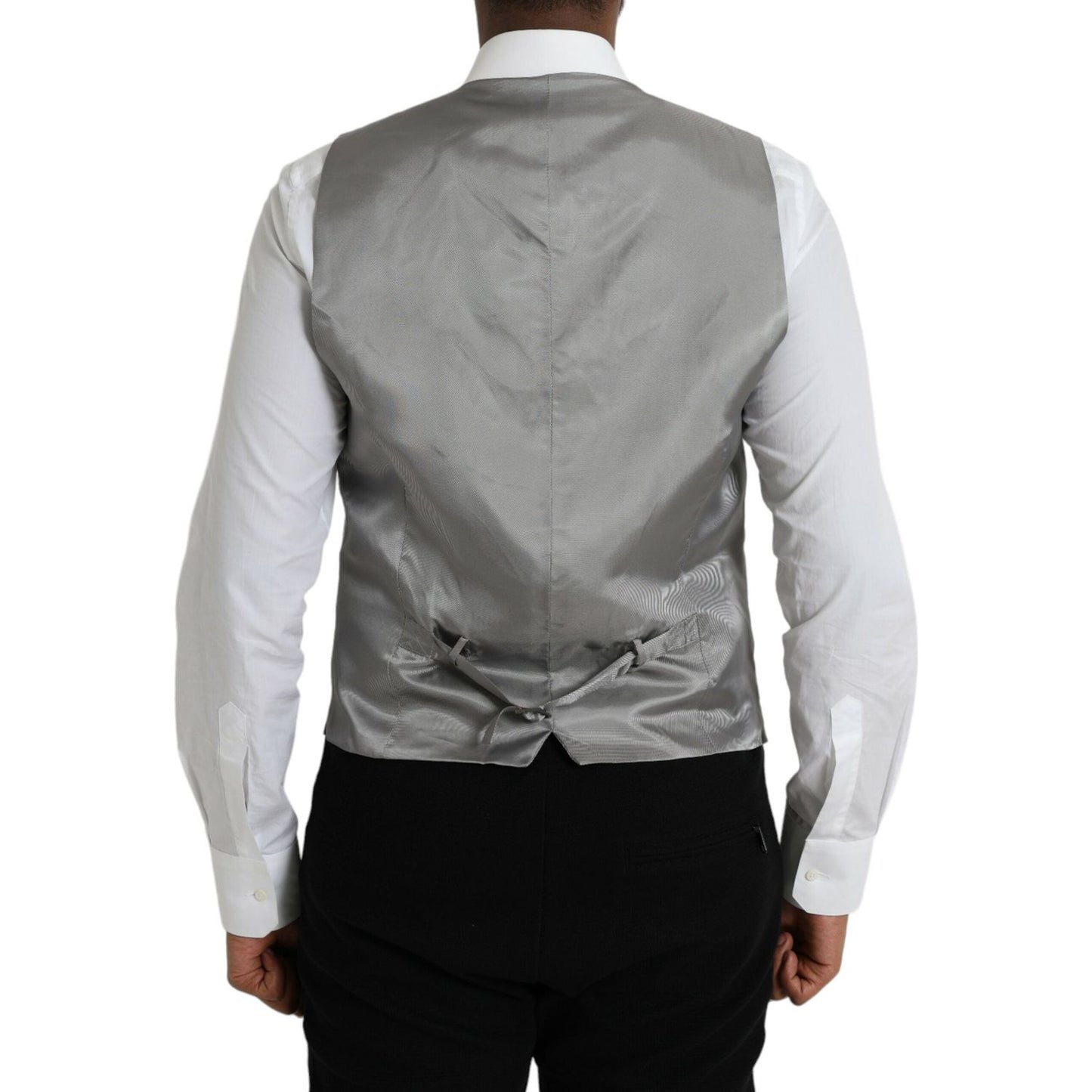 Dolce & Gabbana Light Gray Wool Formal Dress Waistcoat Vest light-gray-wool-formal-dress-waistcoat-vest-2