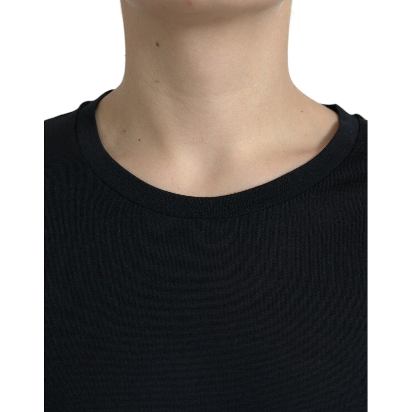 Dolce & Gabbana Elegant Wool Crew Neck Tee black-wool-short-sleeves-crewneck-top-t-shirt