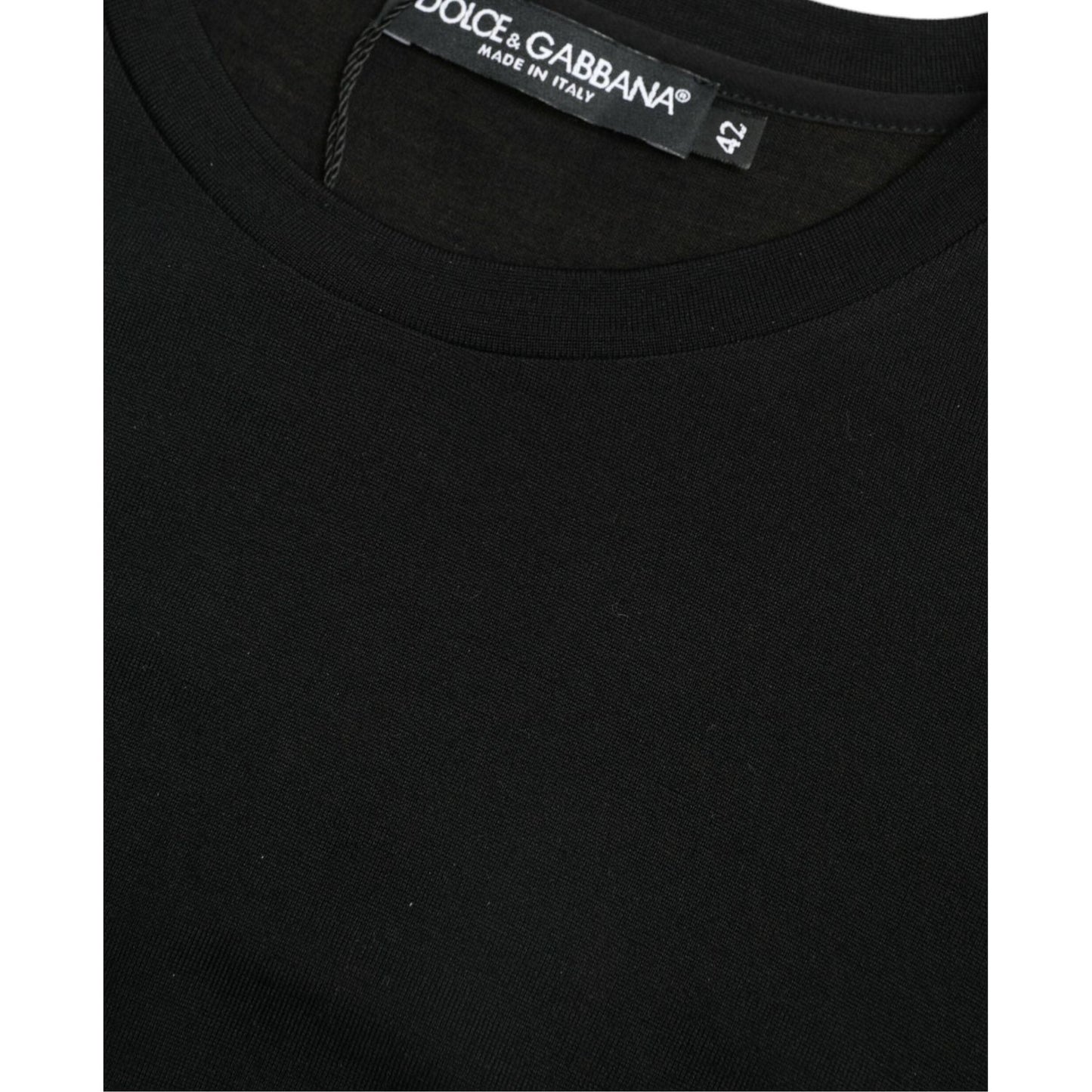 Dolce & Gabbana Elegant Wool Crew Neck Tee black-wool-short-sleeves-crewneck-top-t-shirt