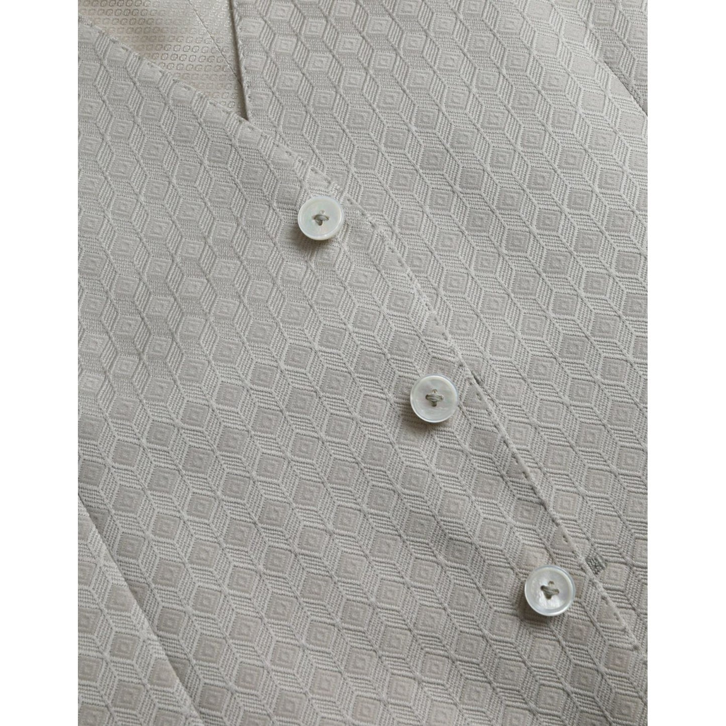 Dolce & Gabbana Off White Cotton Waistcoat Dress Formal Vest off-white-cotton-waistcoat-dress-formal-vest