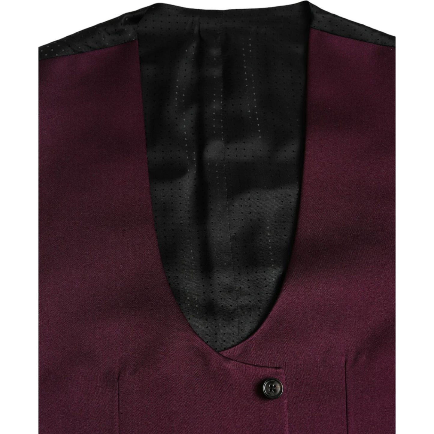 Dolce & Gabbana Maroon Satin Silk Waistcoat Dress Formal Vest maroon-satin-silk-waistcoat-dress-formal-vest
