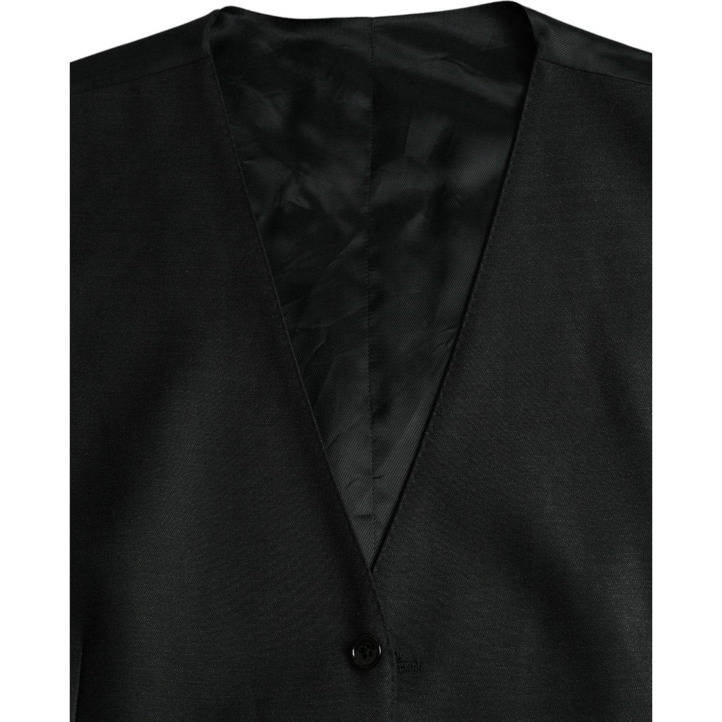 Dolce & Gabbana Black Wool Waistcoat Dress Formal Vest black-wool-waistcoat-dress-formal-vest-4