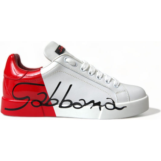 Dolce & GabbanaElegant White Leather Portofino SneakersMcRichard Designer Brands£569.00