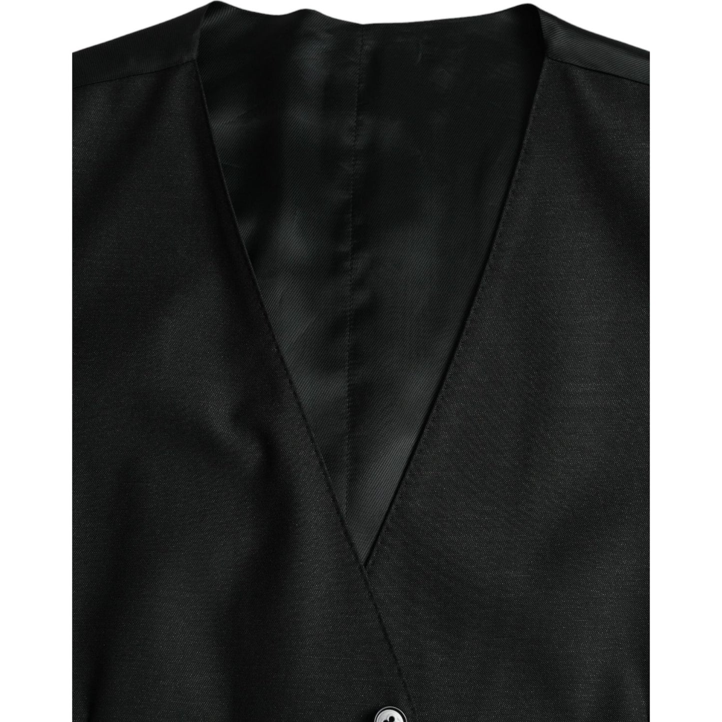 Dolce & Gabbana Black Wool Waistcoat Dress Formal Vest black-wool-waistcoat-dress-formal-vest-6