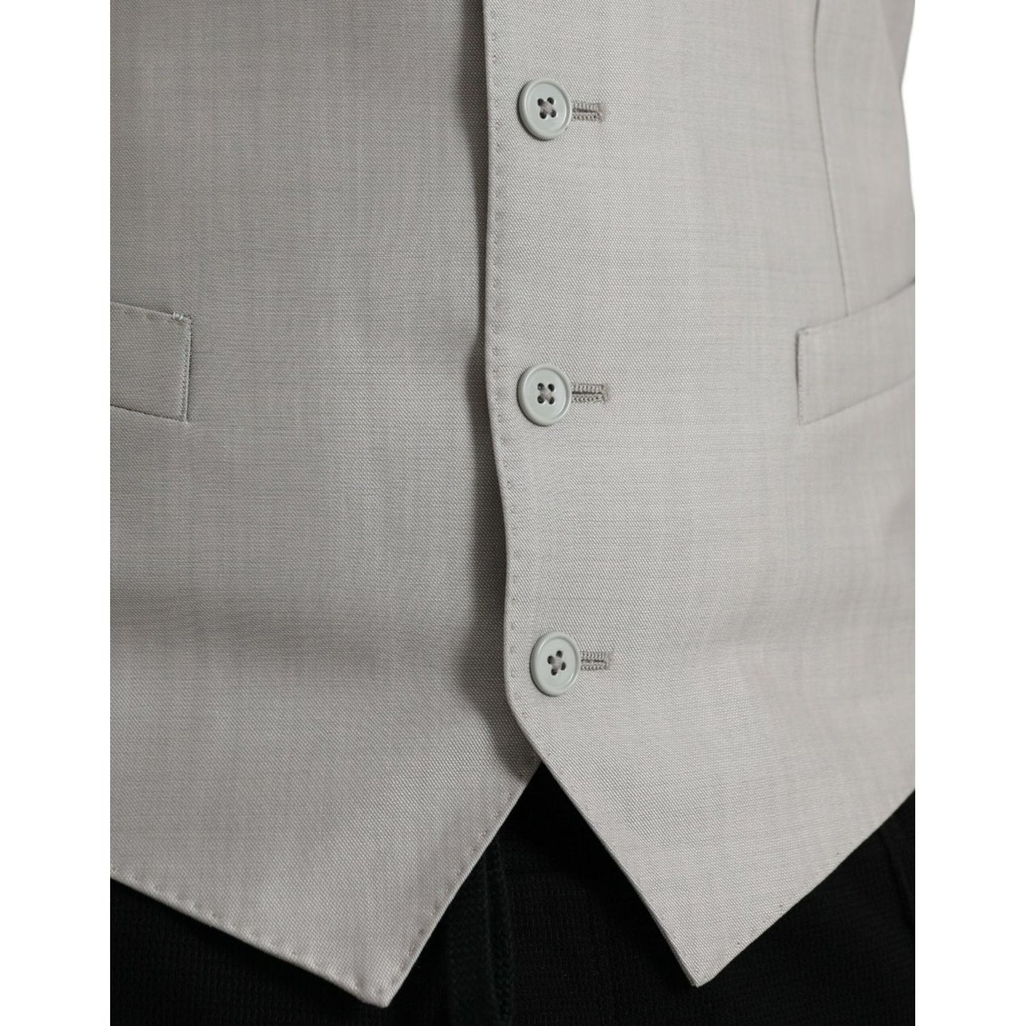 Dolce & Gabbana Light Gray Wool Formal Dress Waistcoat Vest light-gray-wool-formal-dress-waistcoat-vest-1