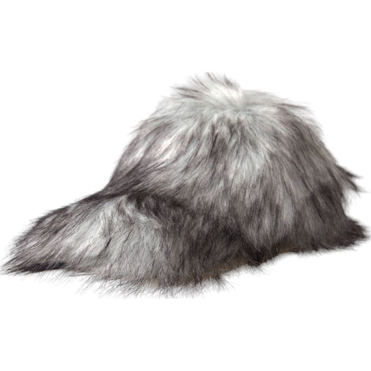 Black White Faux Fur Baseball Hat Men