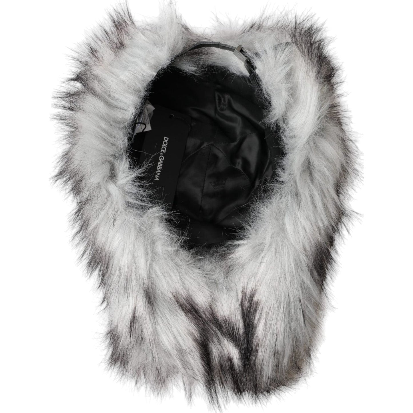 Black White Faux Fur Baseball Hat Men