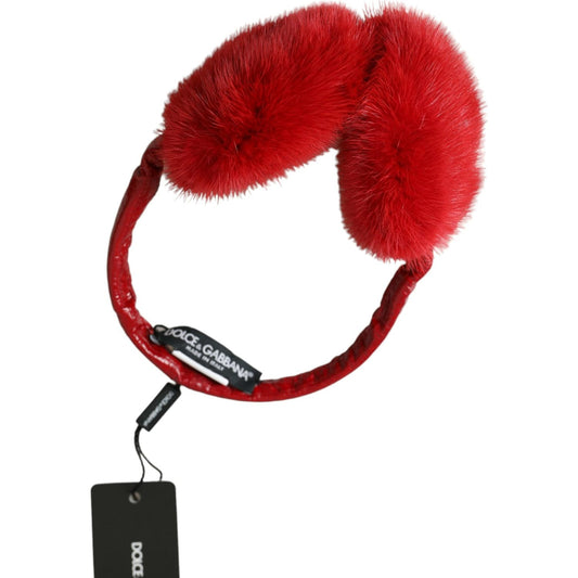 Dolce & Gabbana | Red Mink Fur Elegance Ear Muffs| McRichard Designer Brands   