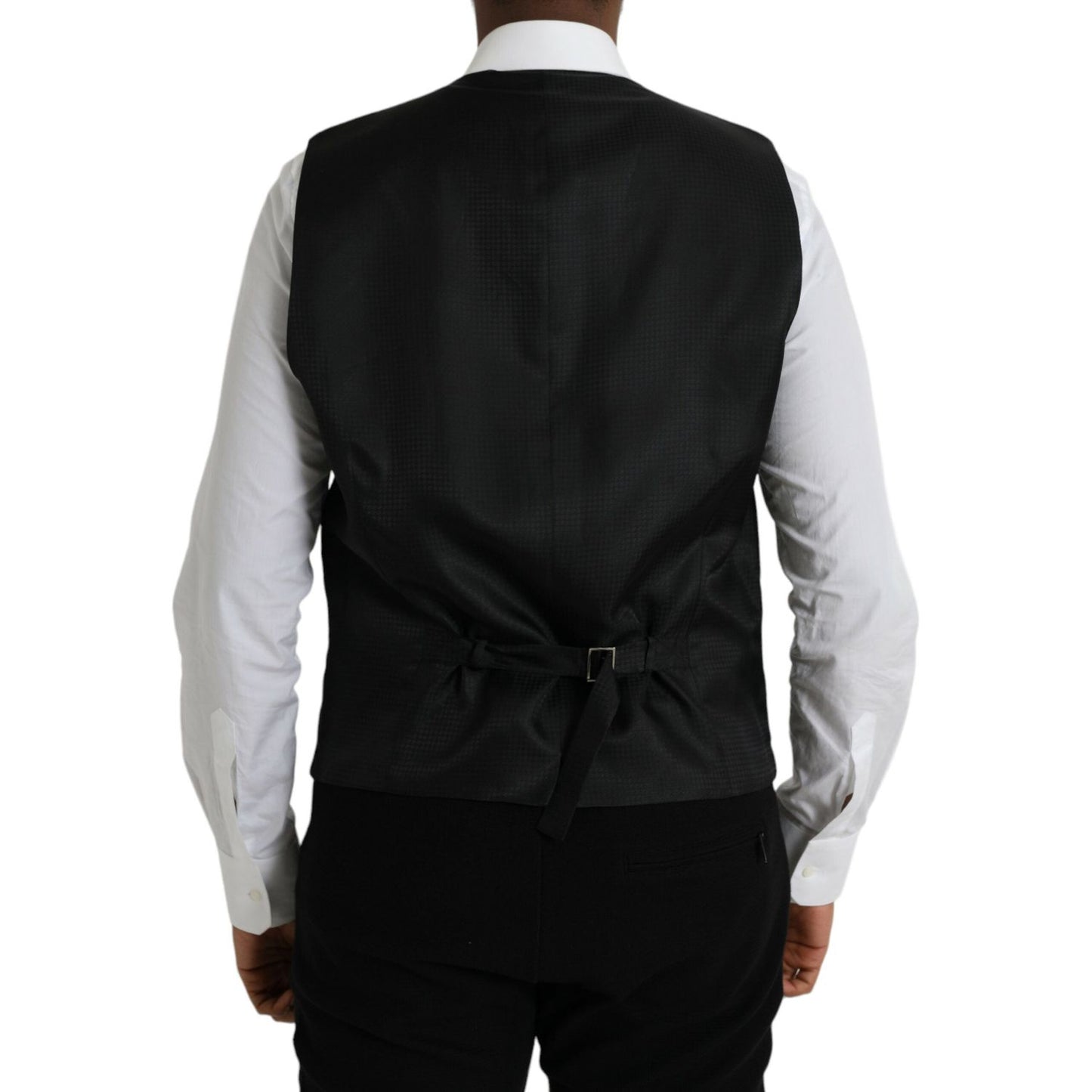 Dolce & Gabbana Black Wool Waistcoat Dress Formal Vest black-wool-waistcoat-dress-formal-vest-1