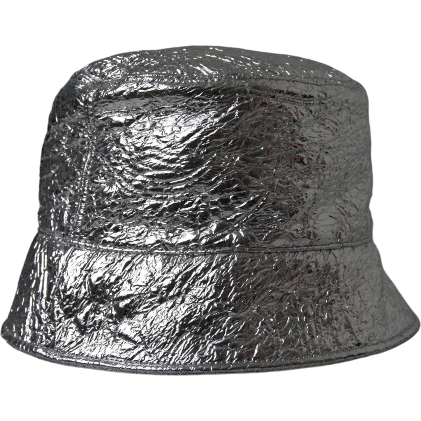 Metallic Silver Polyester Bucket Hat Men