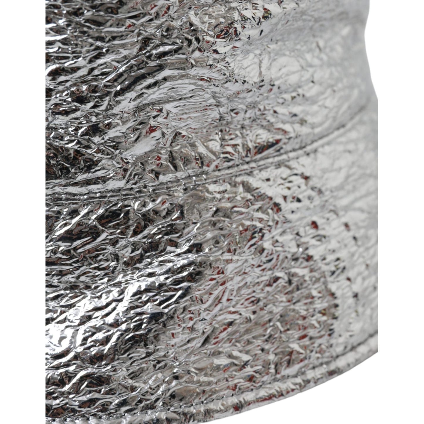 Metallic Silver Polyester Bucket Hat Men