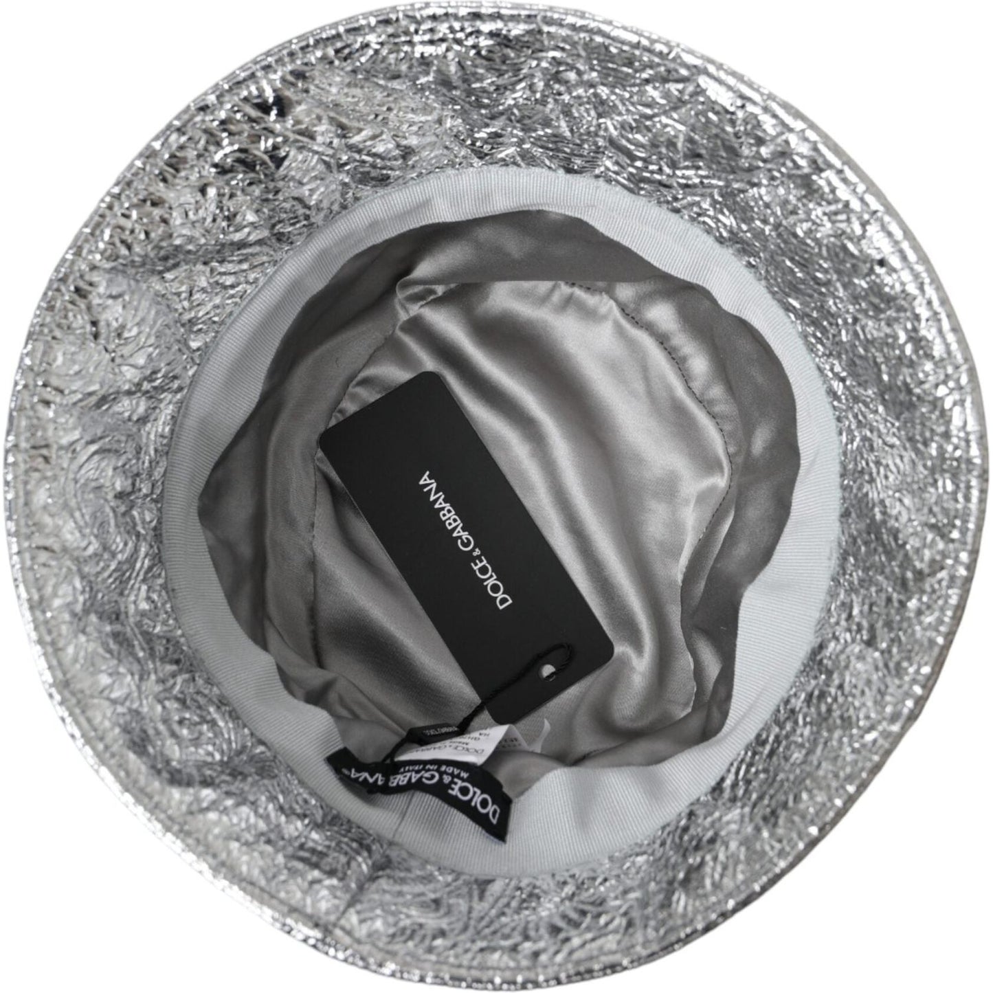 Metallic Silver Polyester Bucket Hat Men