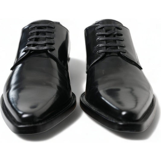 Dolce & Gabbana Elegant Black Leather Formal Flats black-leather-lace-up-formal-flats-shoes 465A2642-BG-scaled-4c3c2a30-3ab.jpg