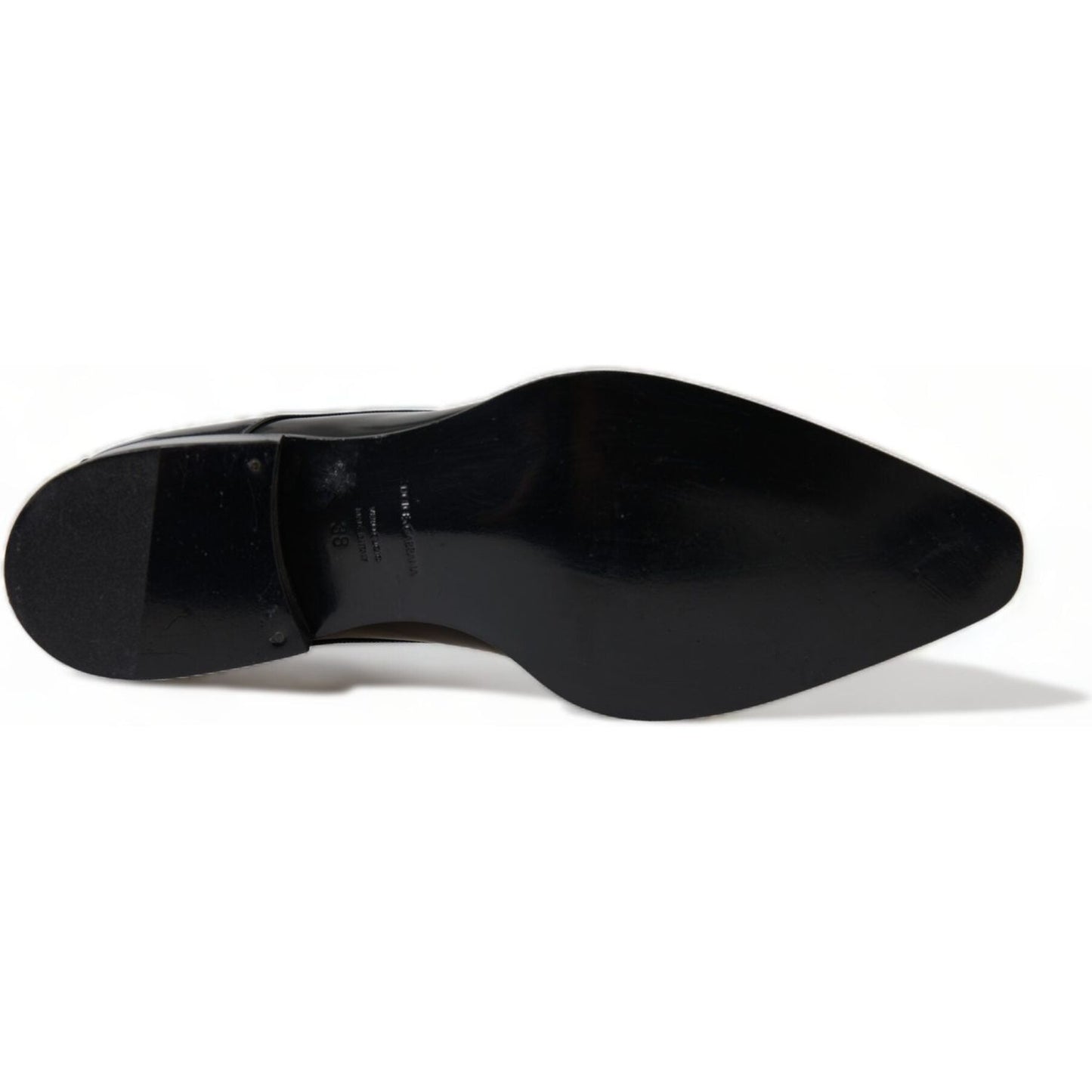 Dolce & Gabbana Elegant Black Leather Formal Flats black-leather-lace-up-formal-flats-shoes
