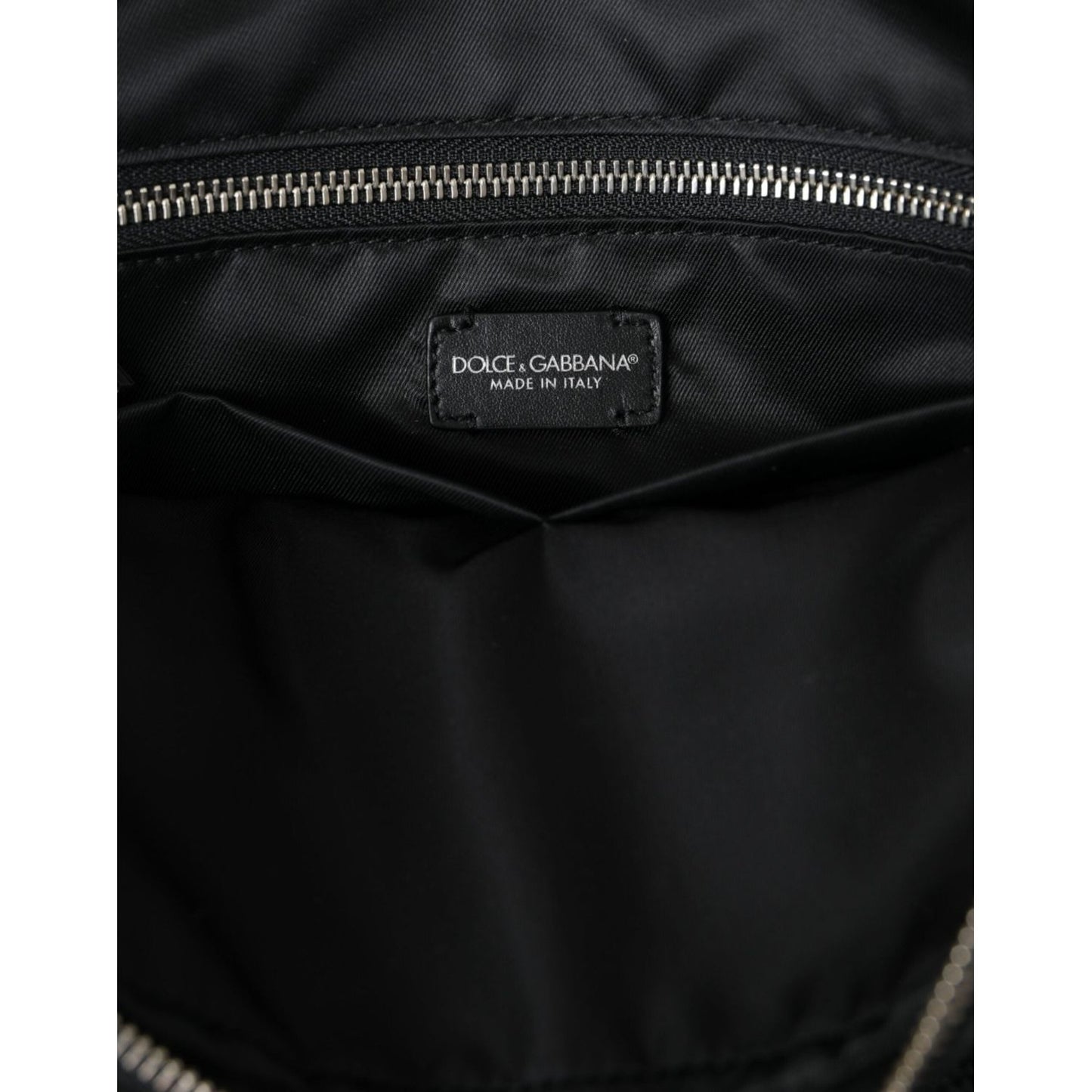 Black Leather DG Logo Plaque Messenger Cross Body Bag