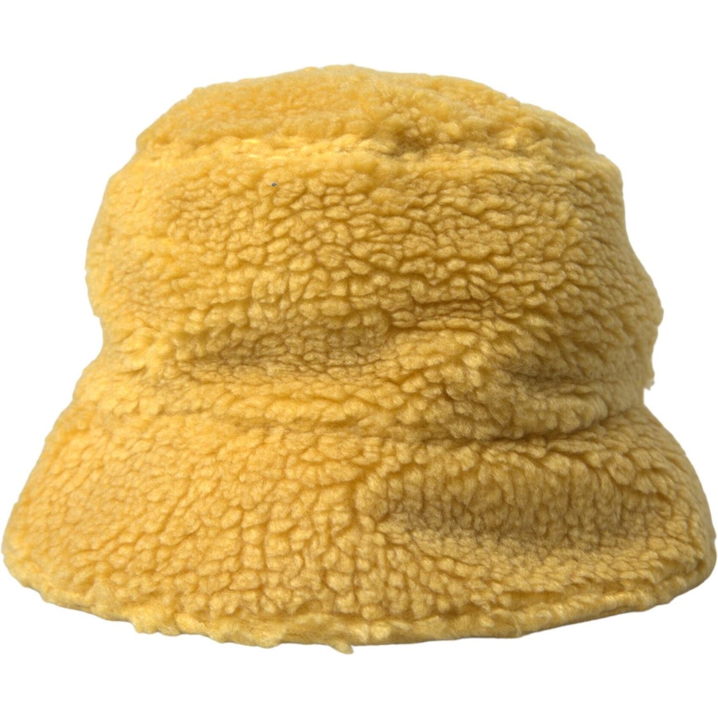 Yellow Fluffy Fleece Fur Bucket Hat Men