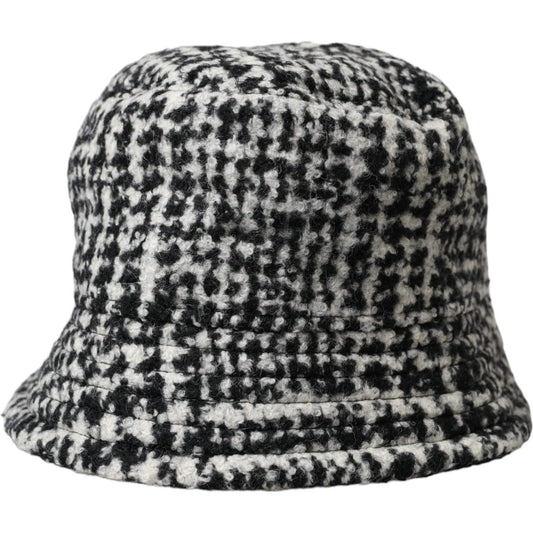 Black White Tweed Wool Bucket Hat Men