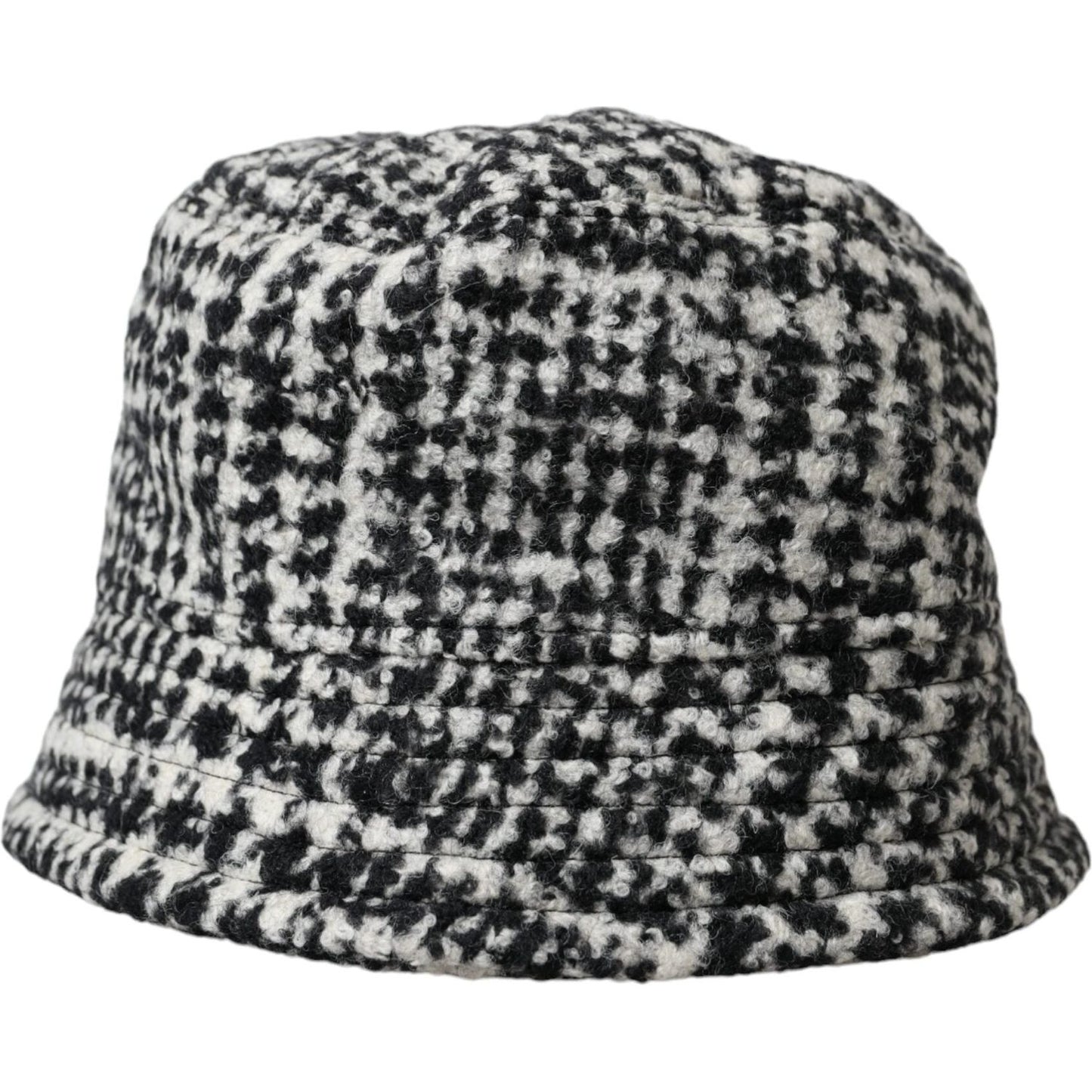 Black White Tweed Wool Bucket Hat Men