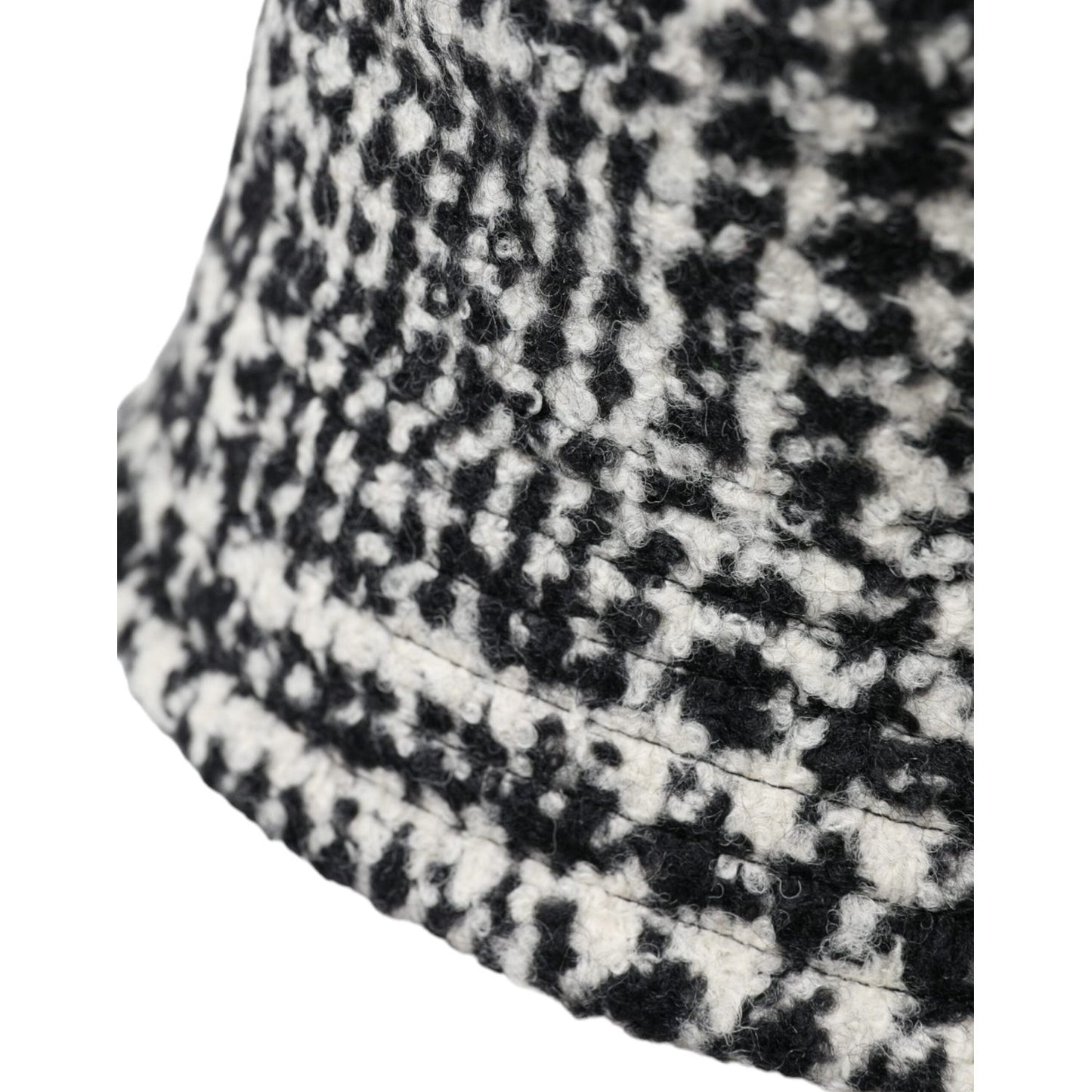 Black White Tweed Wool Bucket Hat Men