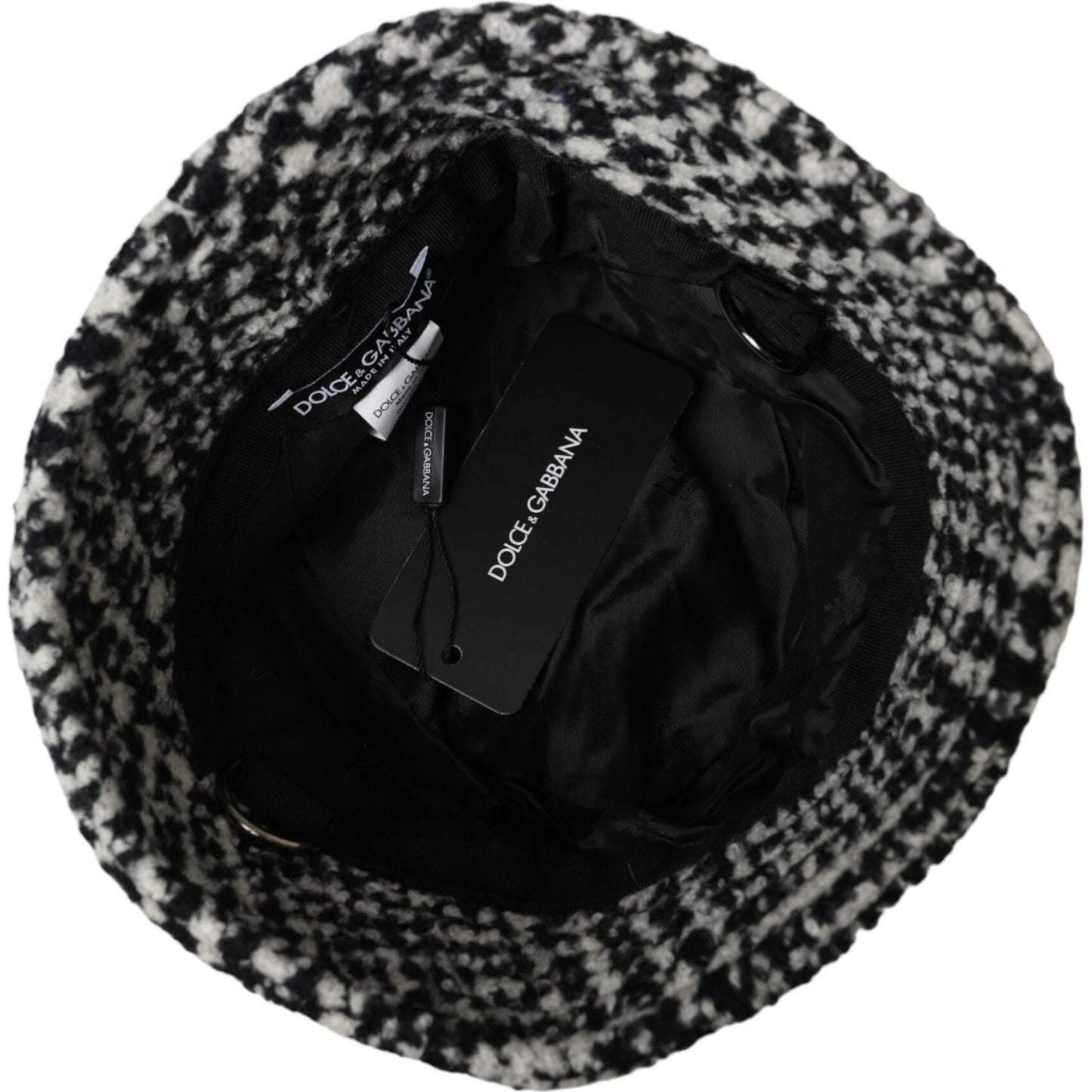 Black White Tweed Wool Bucket Hat Men