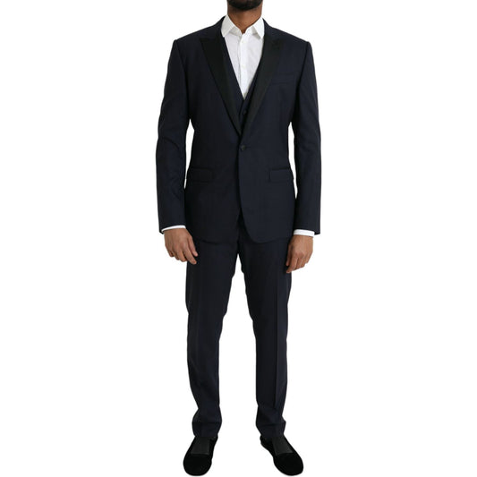 Dolce & Gabbana Dark Blue MARTINI Wool Formal 3 Piece Suit dark-blue-martini-wool-formal-3-piece-suit