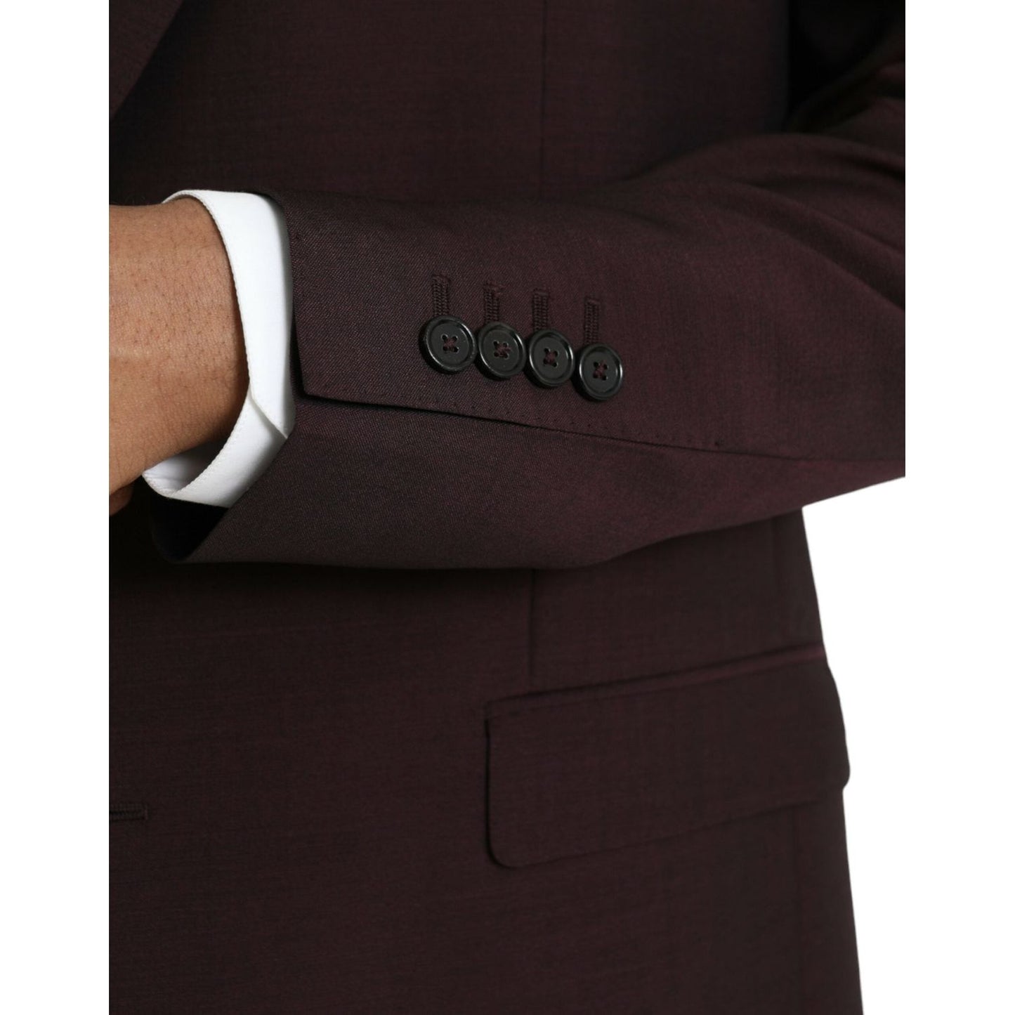 Dolce & Gabbana Maroon Wool MARTINI Formal 3 Piece Suit maroon-wool-martini-formal-3-piece-suit
