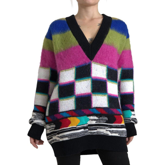 Dolce & Gabbana Multicolor V-Neck Luxury Pullover Sweater multicolor-stripes-v-neck-pullover-sweater