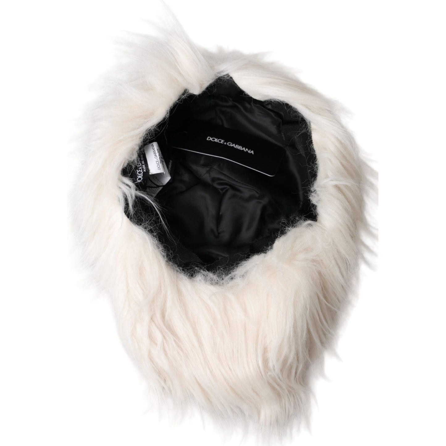 Off White Faux Fur Baseball Hat Men