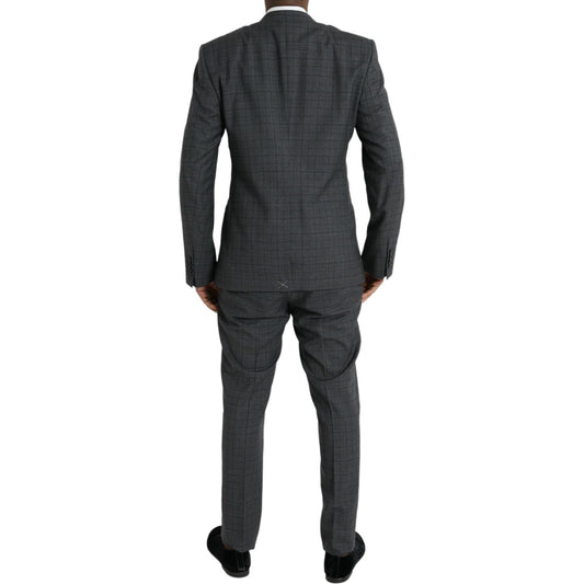Dolce & Gabbana Gray Plaid Wool MARTINI Formal 2 Piece Suit gray-plaid-wool-martini-formal-2-piece-suit