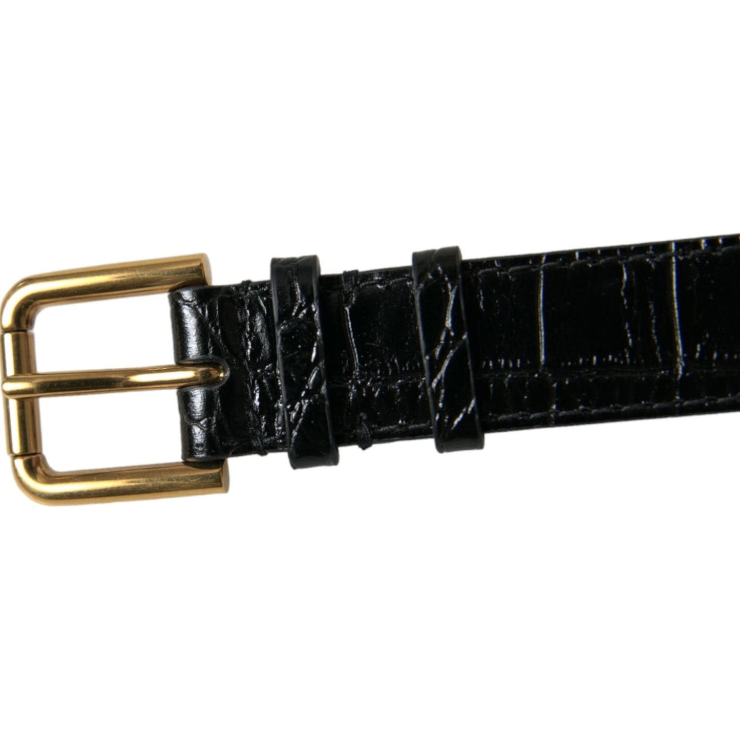 Dolce & Gabbana | Elegant Gold Black Leather Bracelet| McRichard Designer Brands   