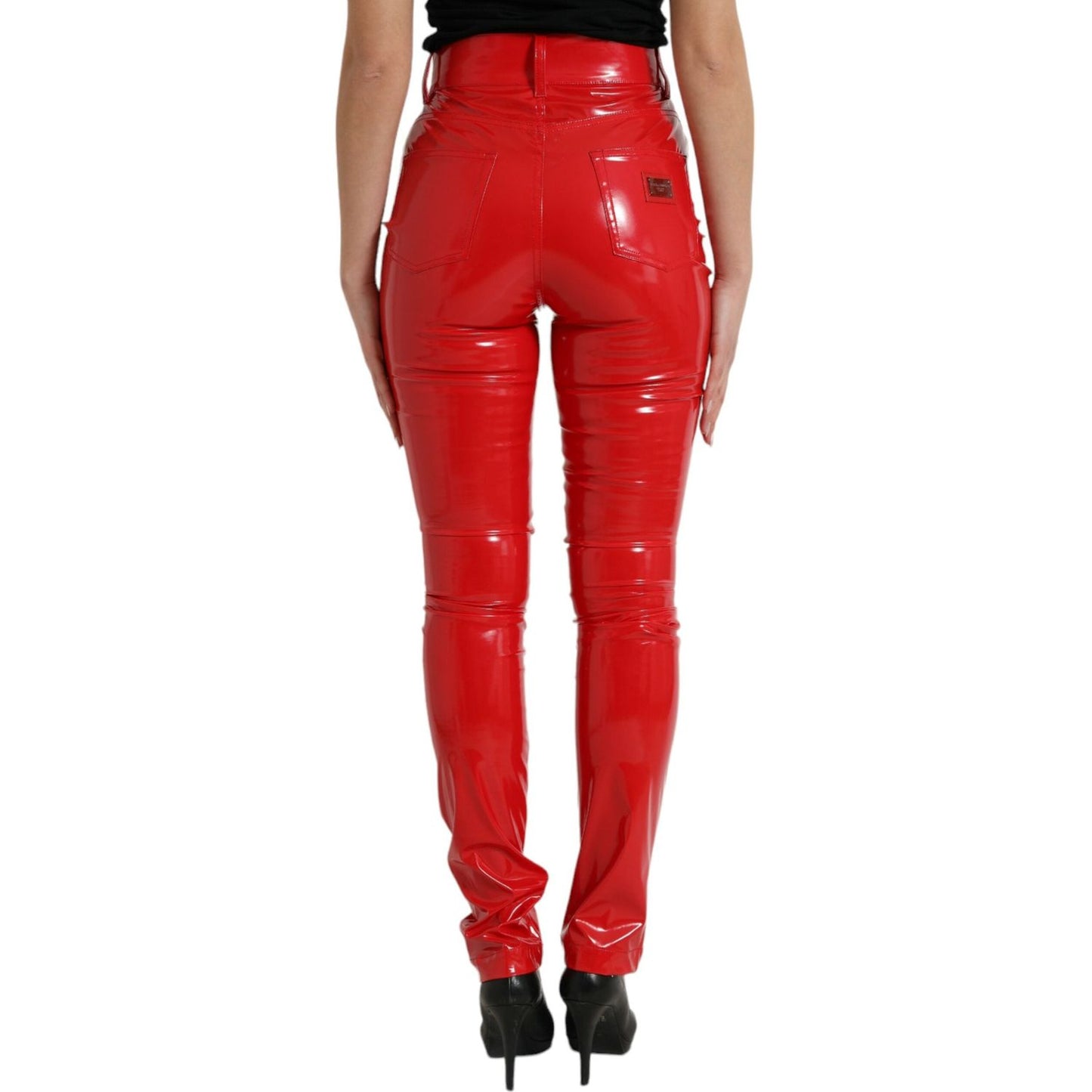 Dolce & Gabbana | High Waist Red Skinny Pants - Sleek and Chic| McRichard Designer Brands   