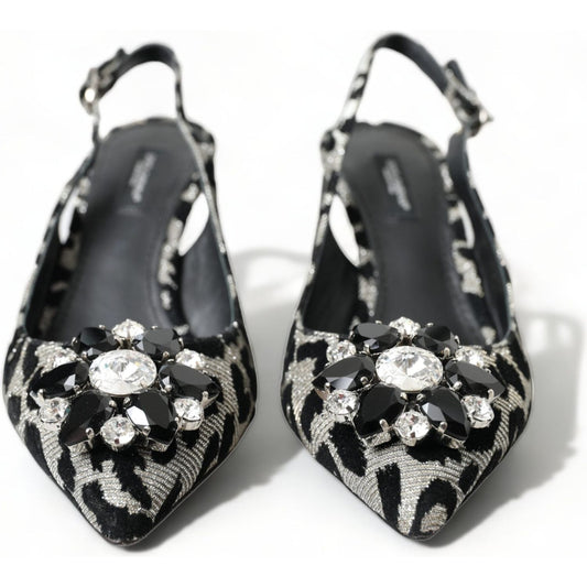 Dolce & Gabbana Crystal Leopard Slingback Heels Pumps silver-leopard-crystal-slingback-pumps-shoes