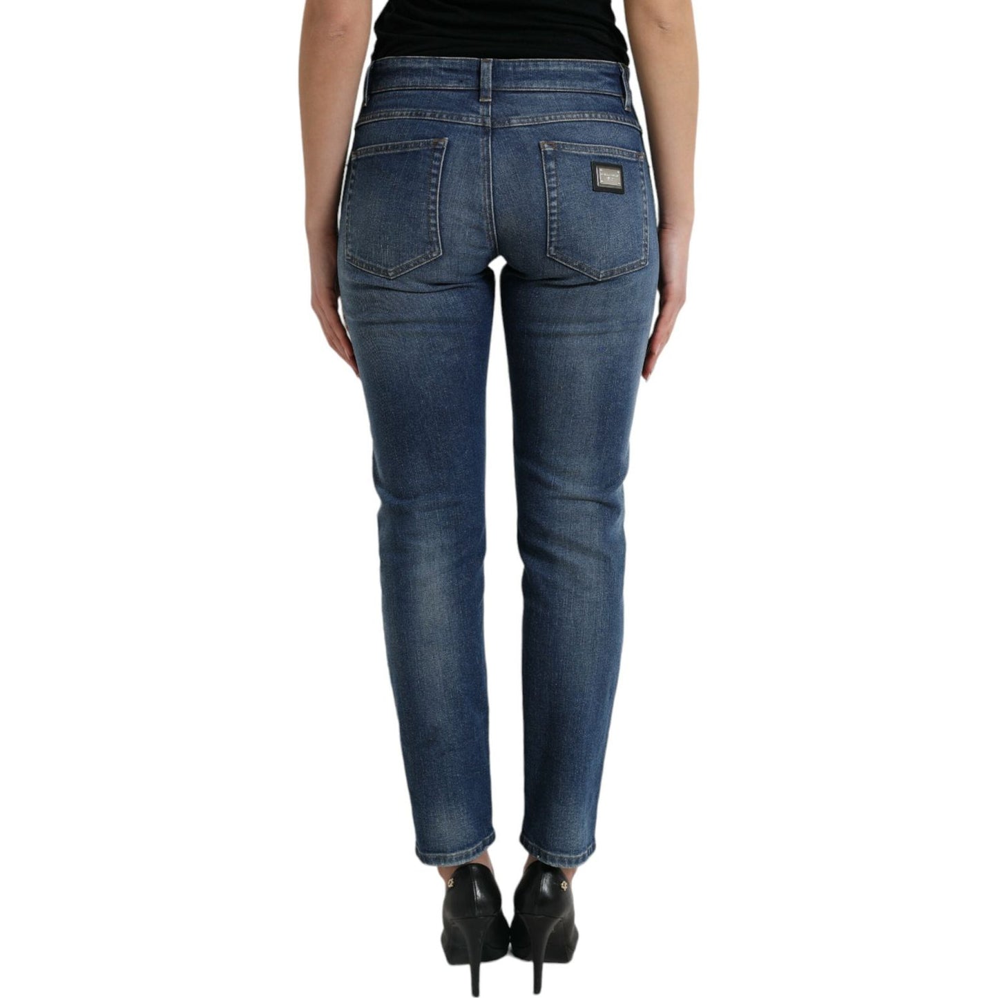 Dolce & Gabbana Chic Boyfriend Mid-Waist Stretch Jeans blue-boyfriend-mid-waist-cotton-denim-jeans