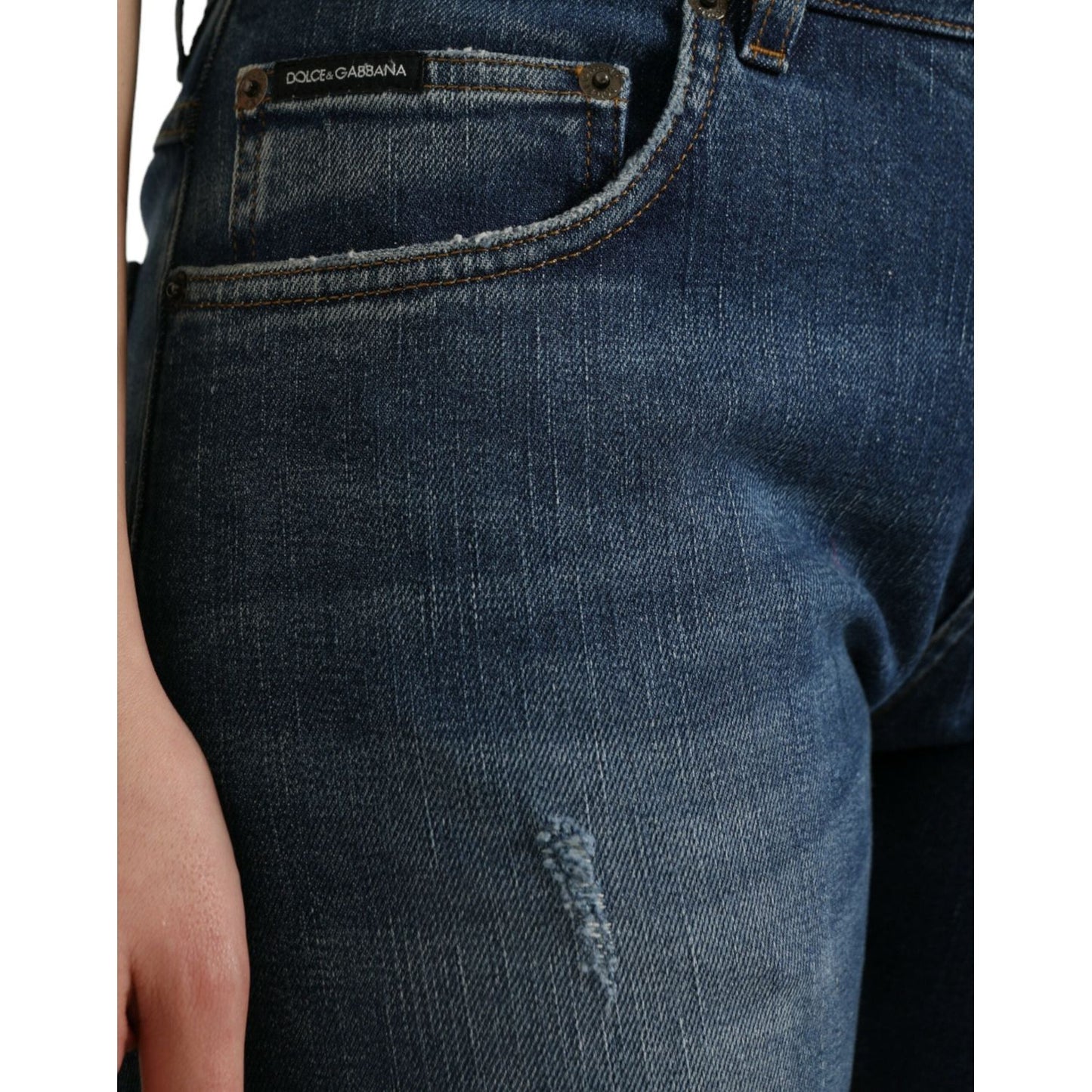 Dolce & Gabbana Chic Boyfriend Mid-Waist Stretch Jeans blue-boyfriend-mid-waist-cotton-denim-jeans