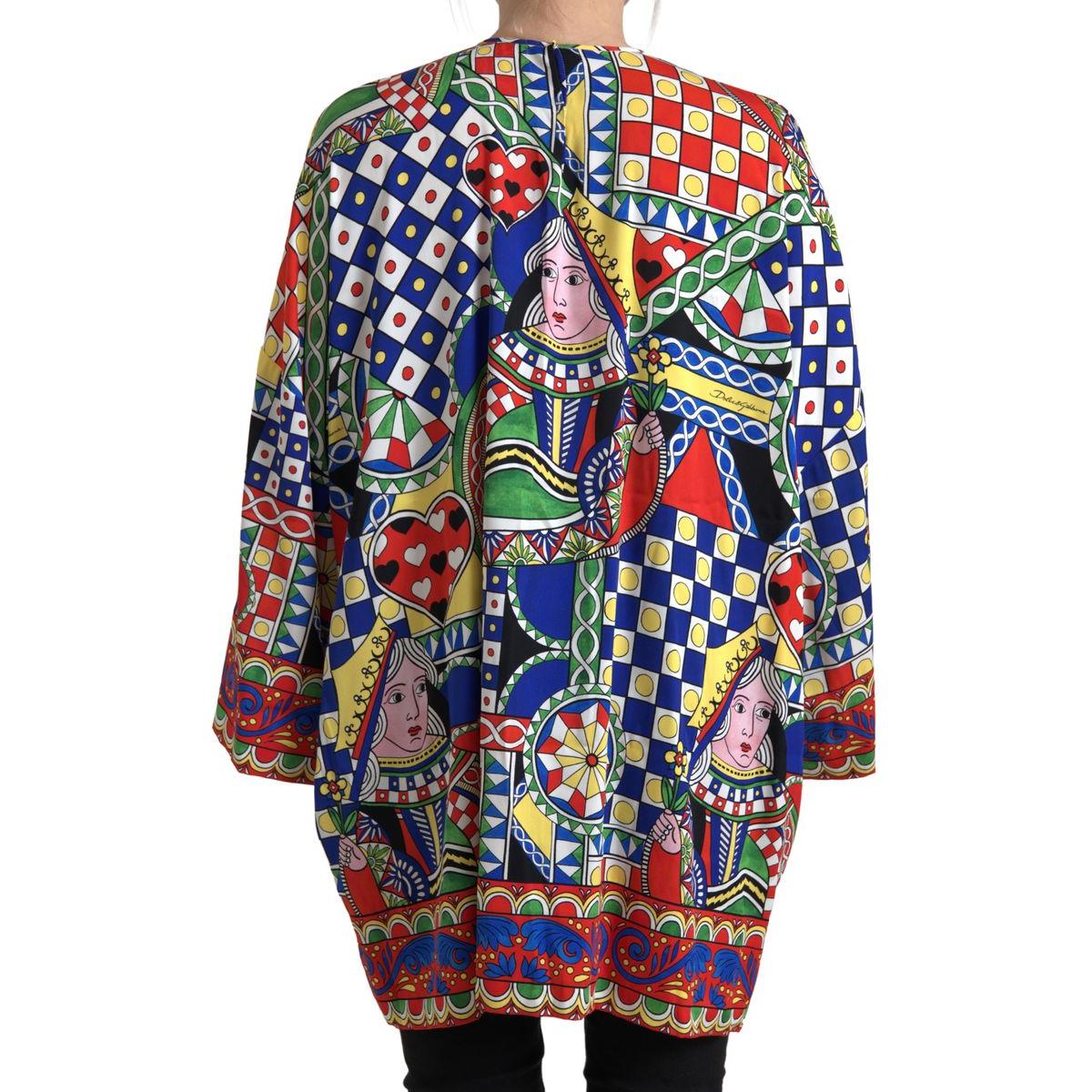 Dolce & Gabbana Elegant Multicolor Silk Blouse multicolor-printed-long-sleeves-blouse-top