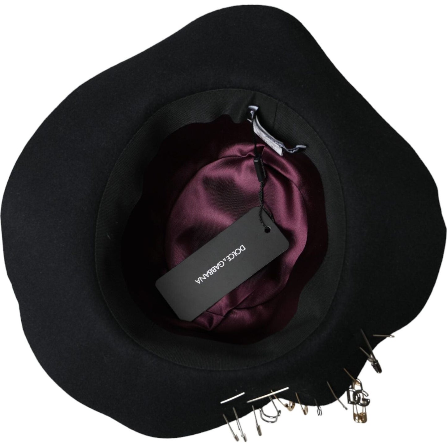 Black Embellished Fedora Wide Brim Hat Men