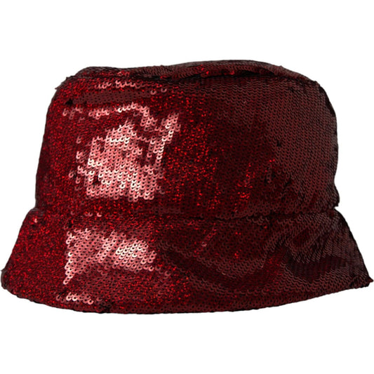 Red Sequined Nylon Bucket Hat Men