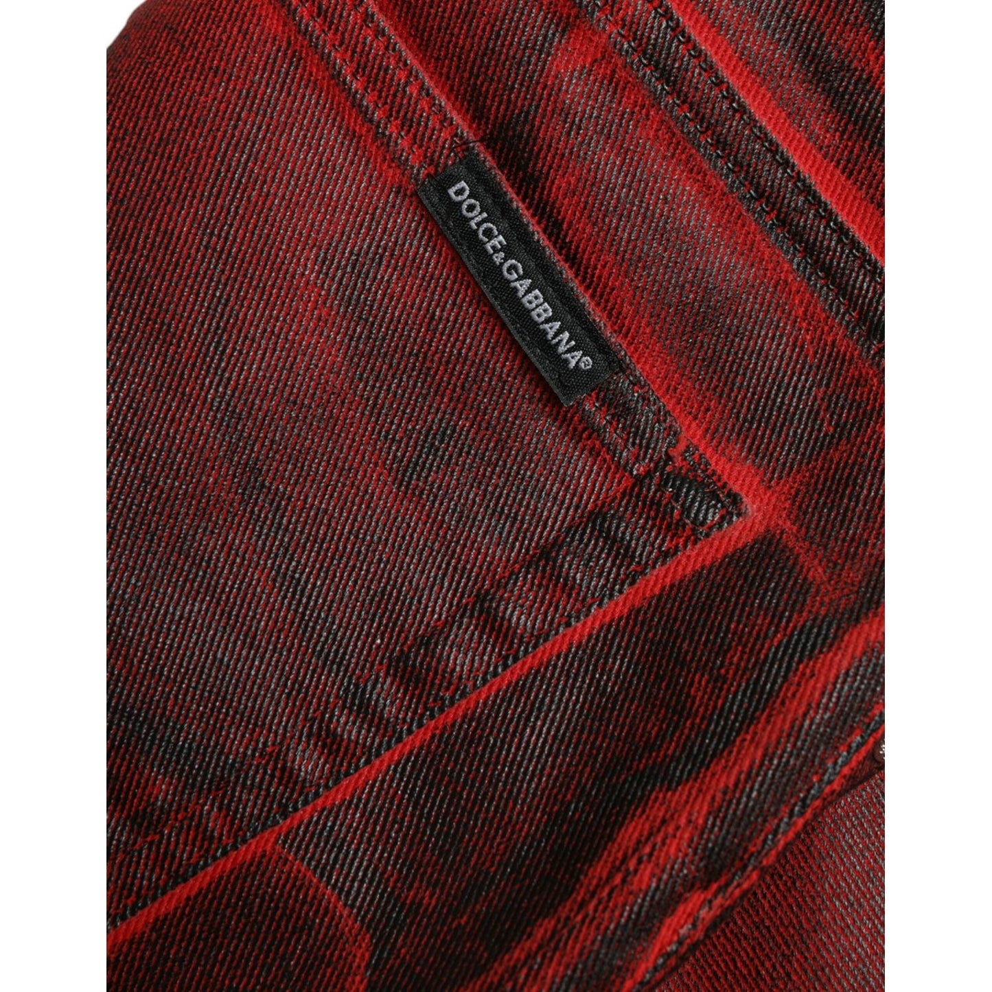 Dolce & Gabbana Elegant High-Waist Stretch Denim Jeans black-red-ombre-cotton-skinny-denim-jeans