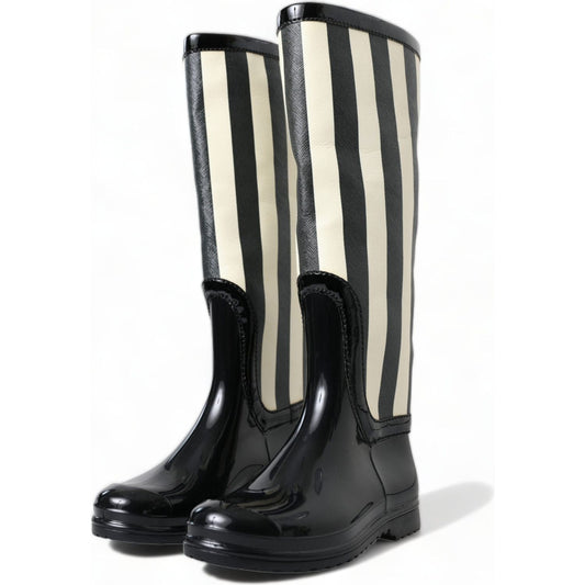 Dolce & GabbanaBlack and White Striped Knee High BootsMcRichard Designer Brands£339.00