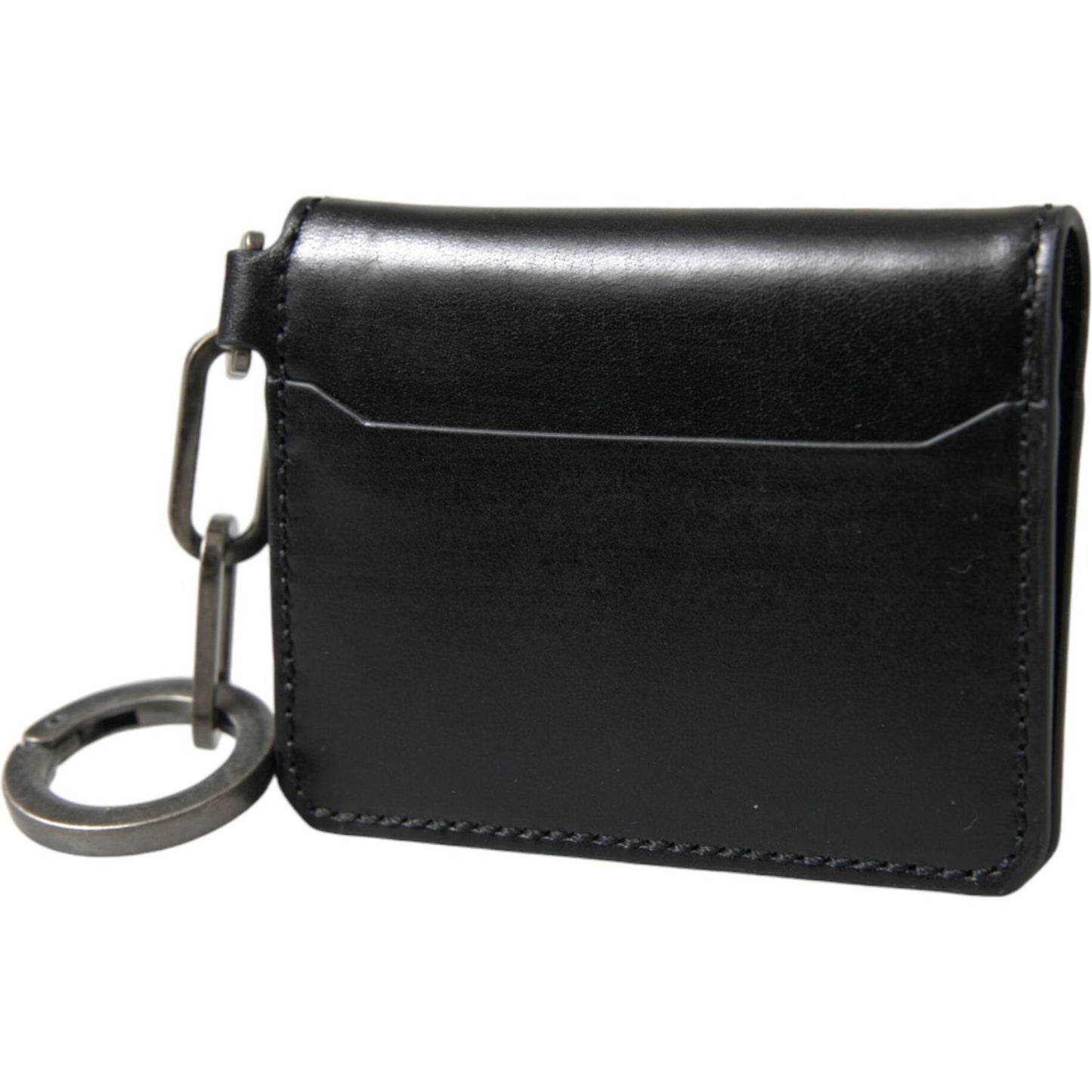 Dolce & Gabbana Black Leather Bifold Logo Card Holder Keyring Wallet black-leather-bifold-logo-card-holder-keyring-wallet