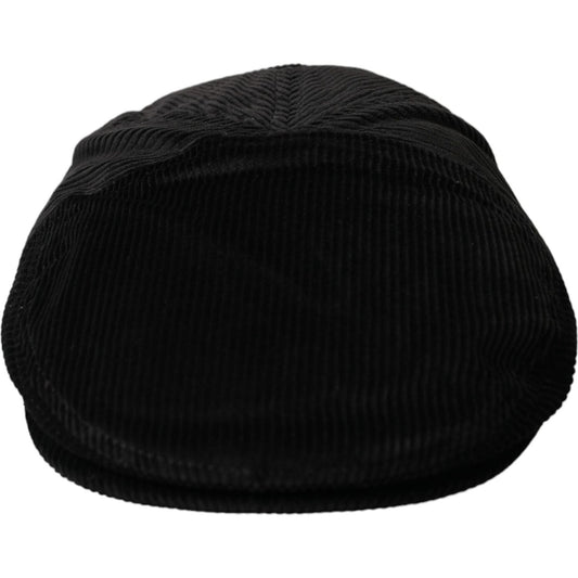 Black Corduroy Crown Newsboy Hat Men