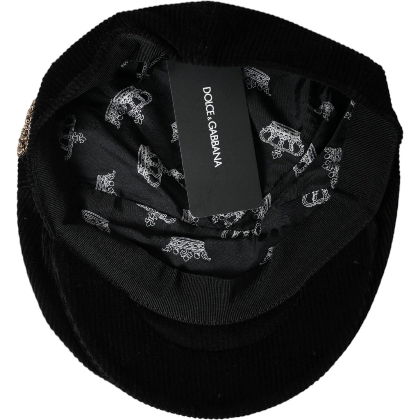 Black Corduroy Crown Newsboy Hat Men